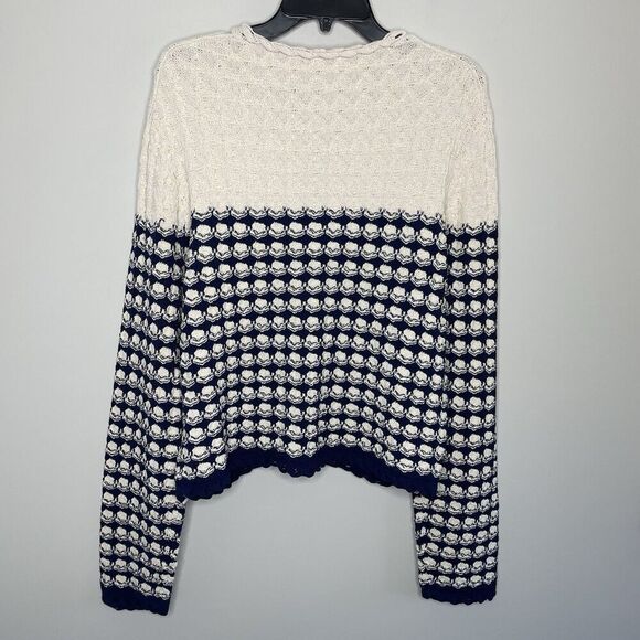 J.CREW Lady Jacket Women XL Textured Crochet Cardigan NEW Blue Beige BZ467 - Picture 7 of 16
